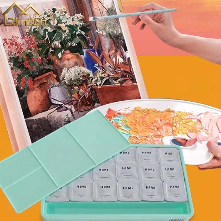 

KODE F37C Set Cat Air Gouache 1824 Warna x 3ml dengan Palet dalam Kas Portabel Desain Jelly Cup NonToxic untuk Profesional