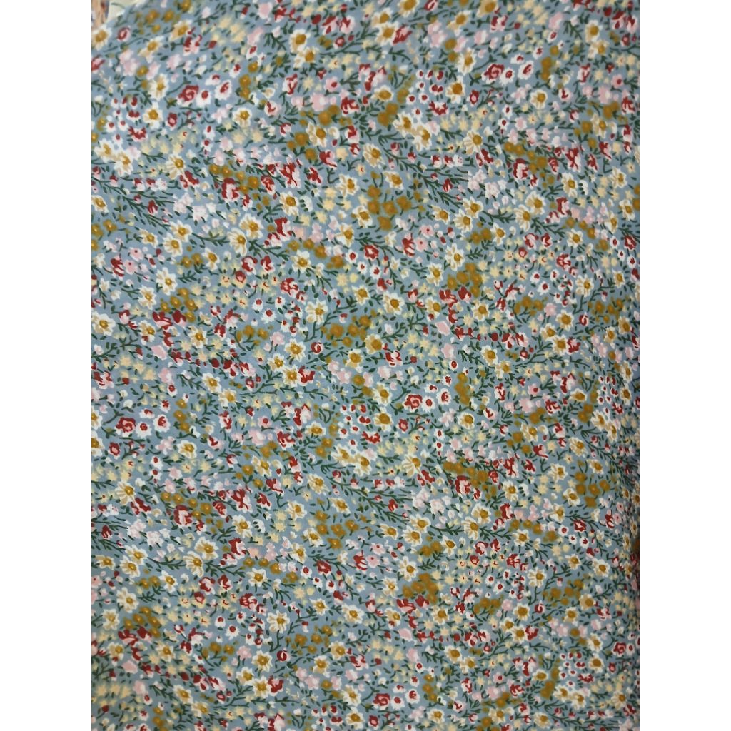 Kain ceruty babydoll motif bunga//Bahan ceruty babydoll motif meteran