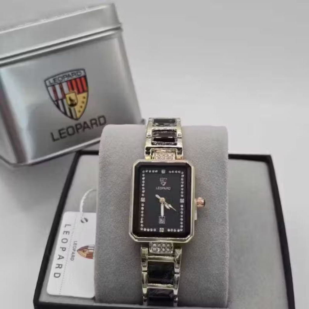 Jam Tangan Persegi Leopard Original Rantai