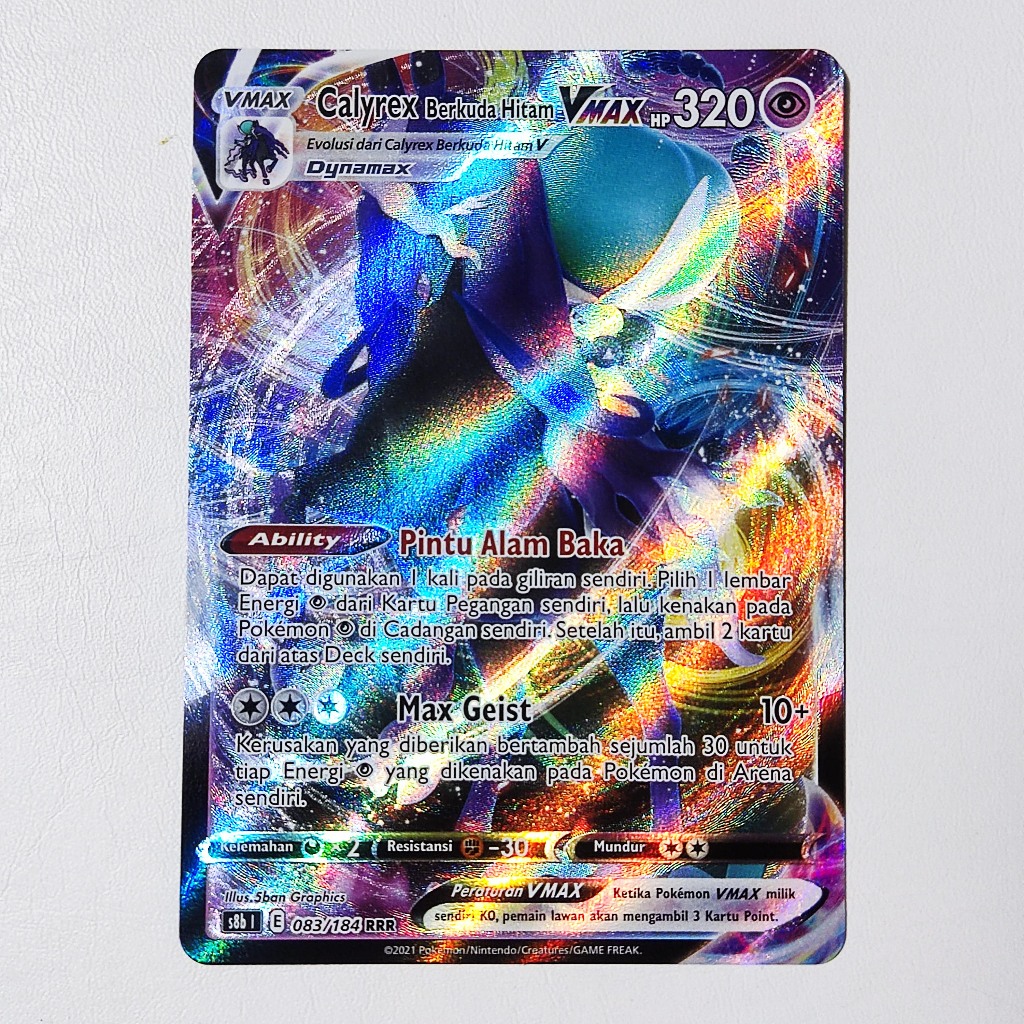 Calyrex Berkuda Hitam VMAX RRR 083/184 S8b - Kartu Pokemon Indonesia