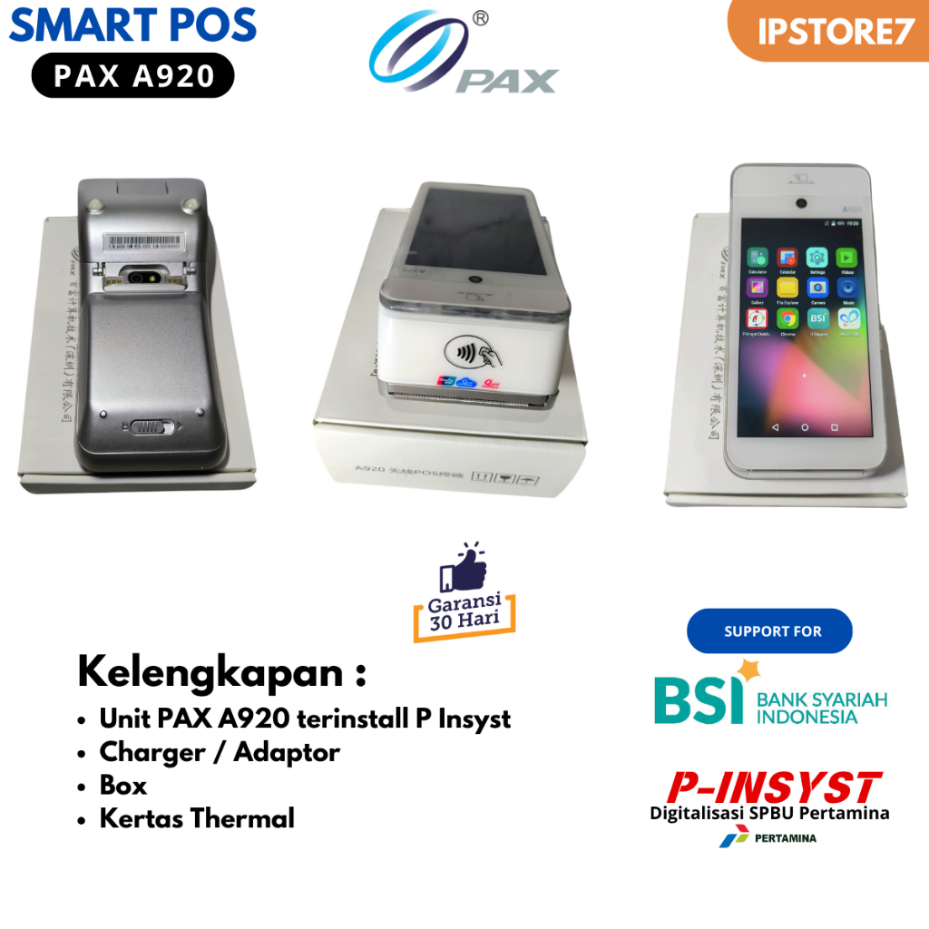 EDC Android POS PAX A920 SPBU DIGITALISASI / BSI AGENT BERGARANSI