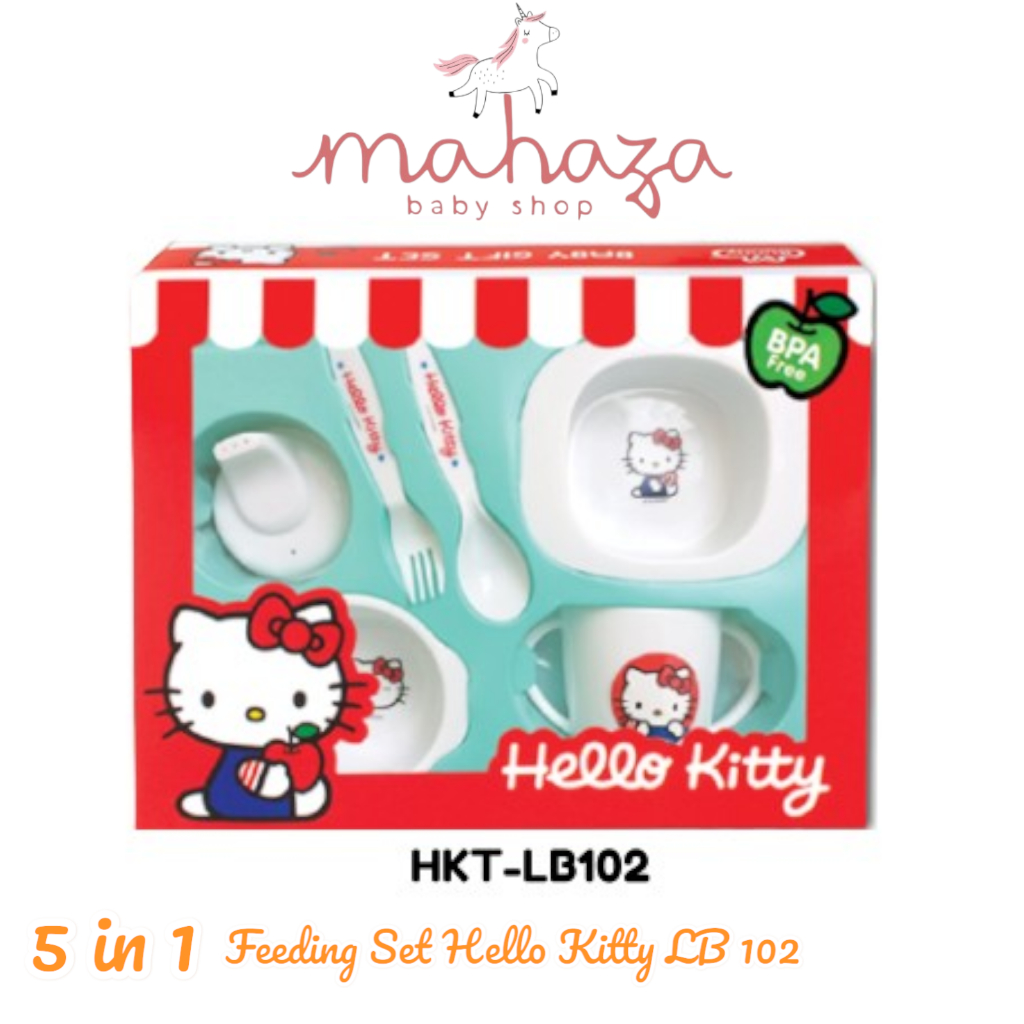 HKT LB 102 Hello Kitty Feeding Set Small  Perlengkapan Makan Bayi Bunny Feeding Set 5in1 | Alat Maka