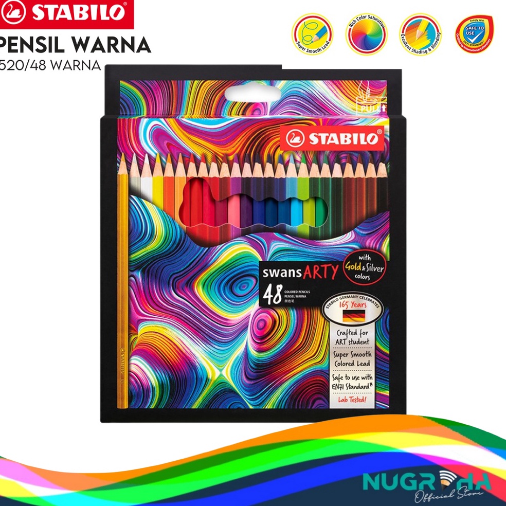 

KODE Q98C Color Pencil Pensil Warna Stabilo Swans Arty 152 48 Warna Panjang