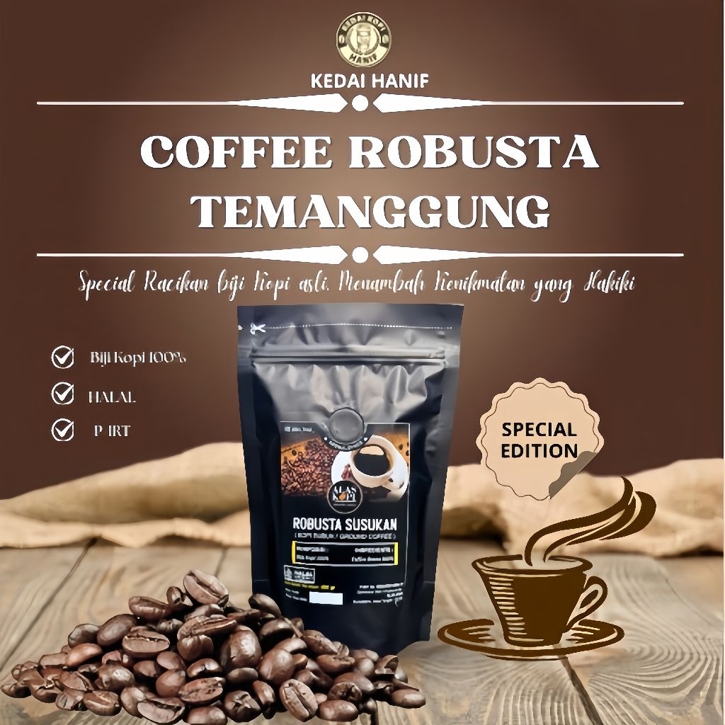 

kopi bubuk Robusta Temanggung Premium (100% murni 200 gr)