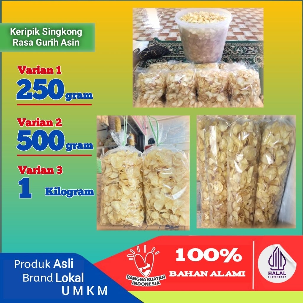 

GRATIS ONGKIR !!! Keripik Singkong Gurih Asin 250grm / 500grm /1kg Renyah dan Gurih