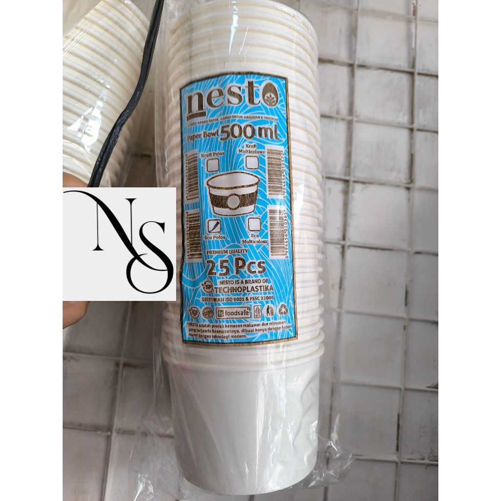 Paper Bowl / Mangkok Kertas 500ml Putih Tanpa Tutup