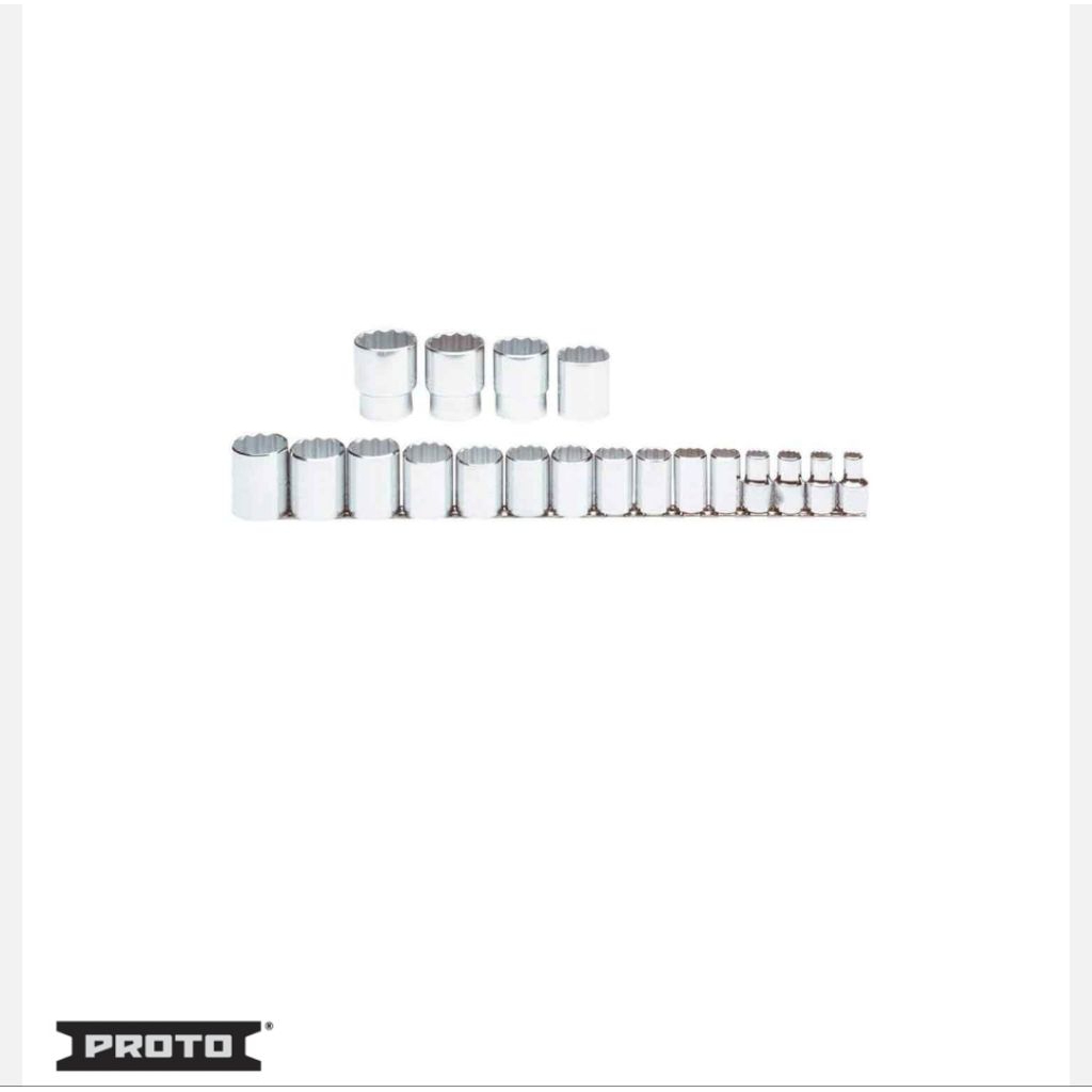 Proto 19 Piece Socket Set 1/2" Drive - 12 Point-J54113