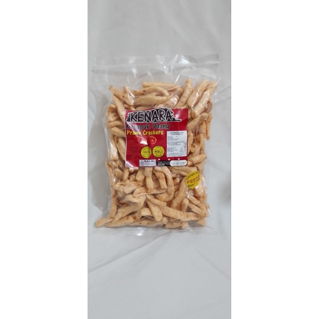 

kerupuk udang kenara varian PEDAS berat 250g
