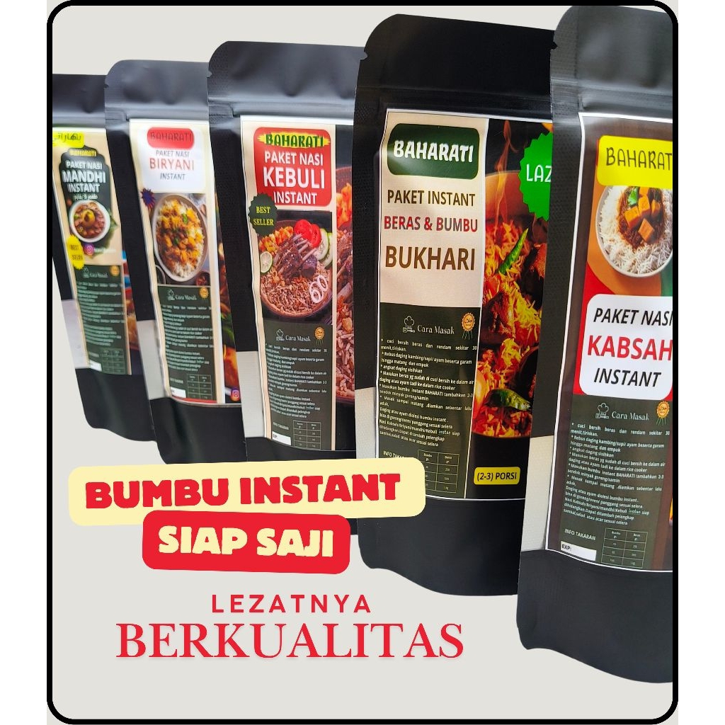 

paket Bumbu instant + Beras Basmati utk Masakan Arab India timur tengah siap saji langsung jadi praktis no rebet