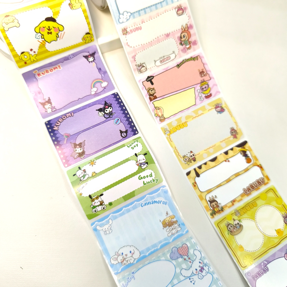 

ER Stiker Label Nama Buku Roll motif Sanri* dan Labubu