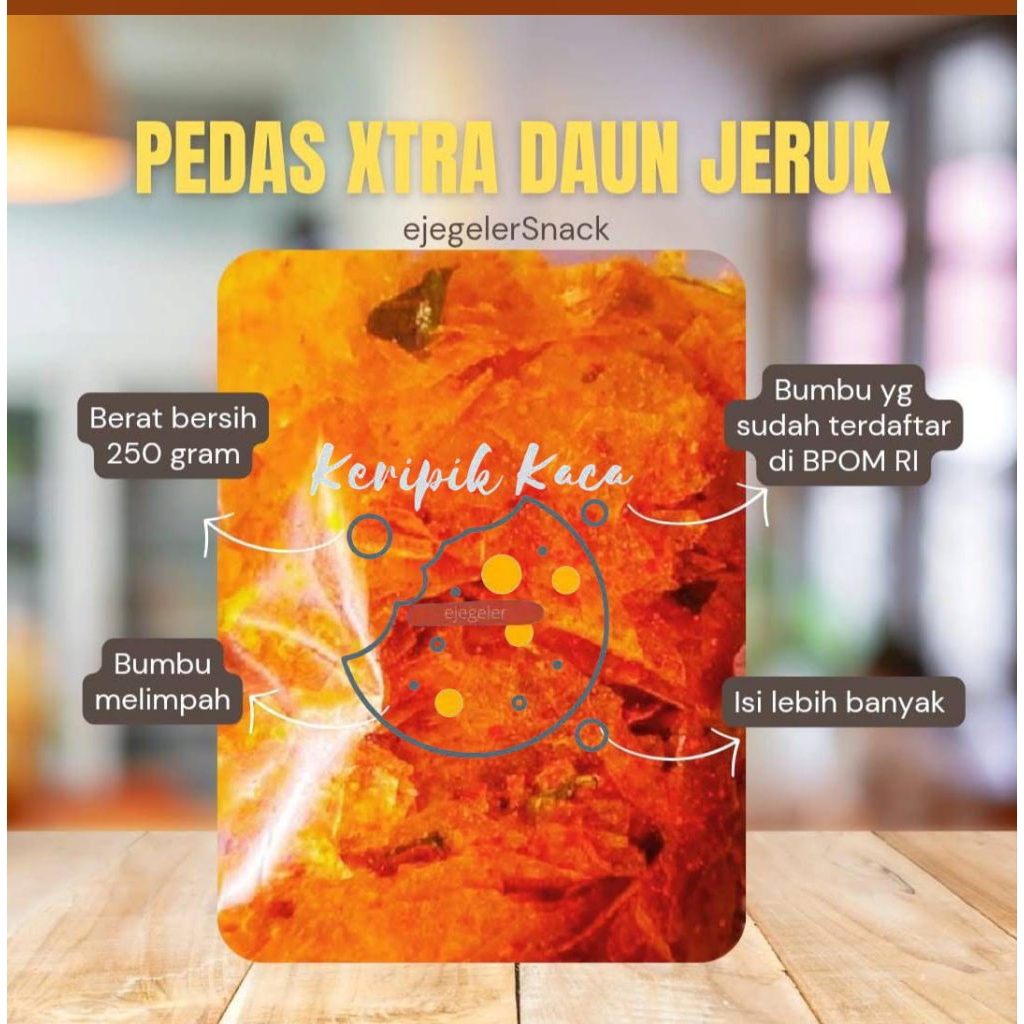 

keripik kaca pedas xtra daun jeruk