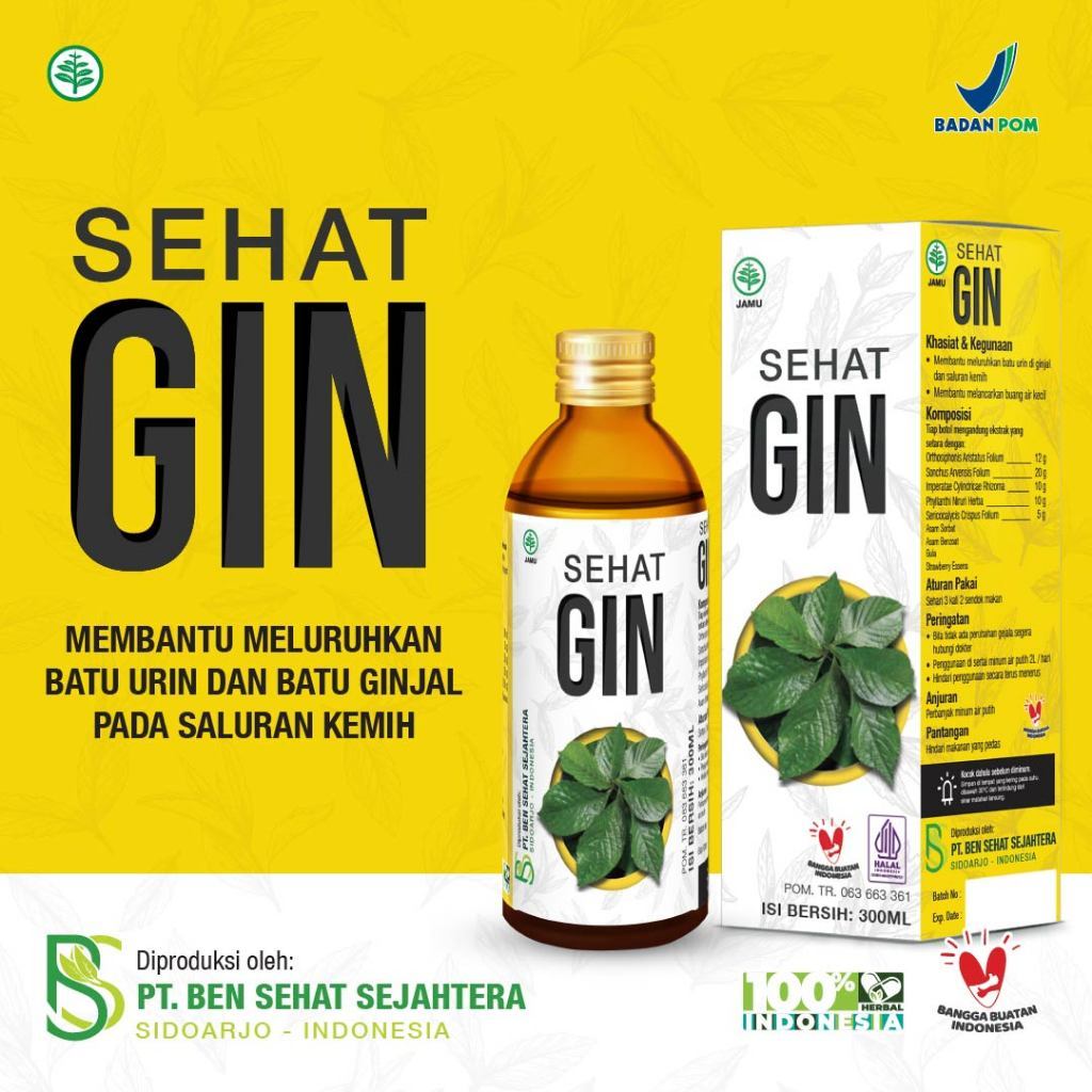 

Sehat Gin 300 ML/Obat Herbal Peluruh Batu Urin/Botol