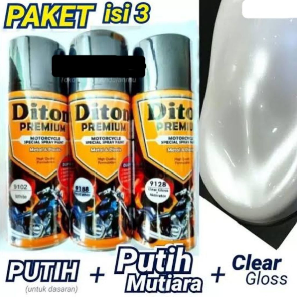 Pilok Putih Pearl White Paket 3 Klg Diton Premium Cat Semprot Sepeda Motor Mobil Velg