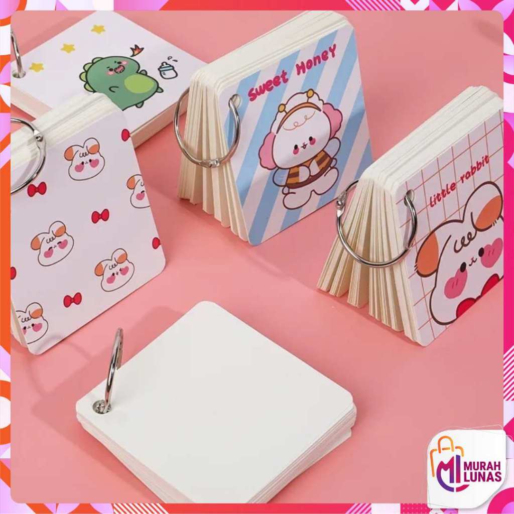 

MUNAS Notebook Ring Mini Isi 80 Lembar Buku Note Gantung Karakter Lucu Sticky Note Lucu Notepad Dengan Gantungan DIY Book 80Lembar Buku Catatan Memo Karakter