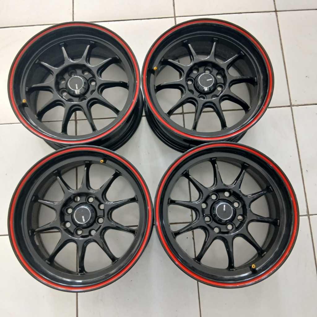 VELG BEKAS ENKEI R15X7 BAUT 4 PCD 4X100 ET35 LIKE NEW