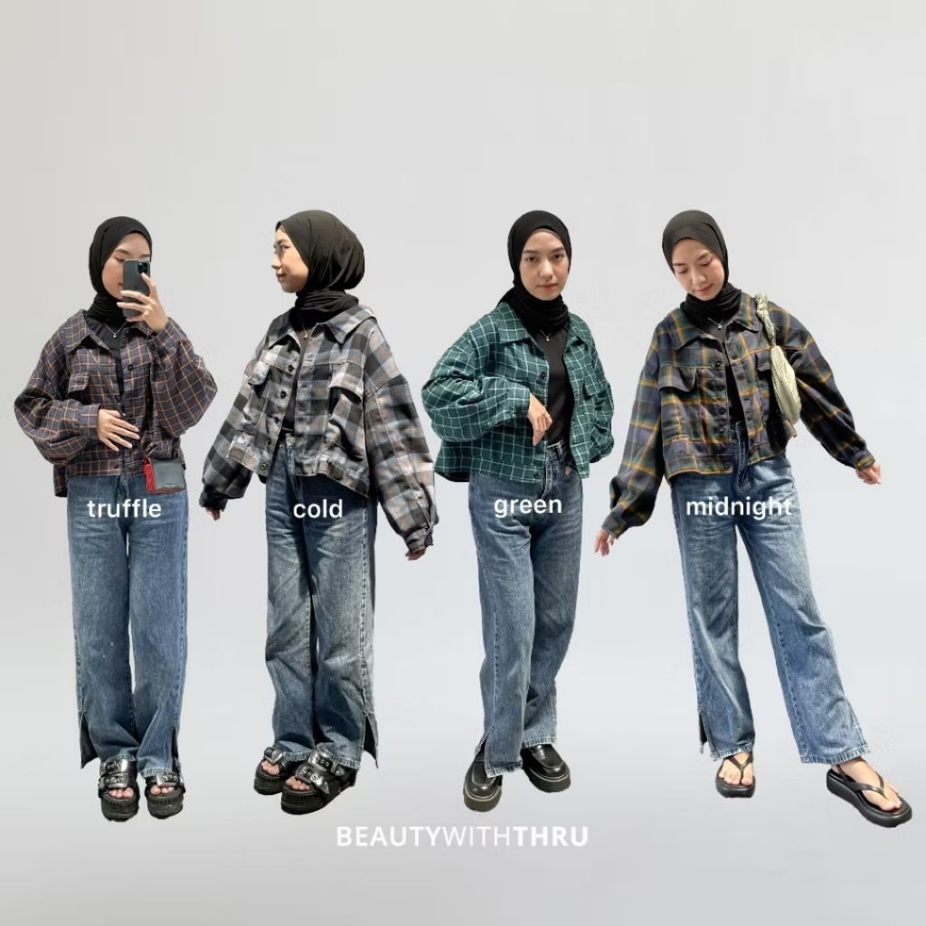Kemeja Flanel / Crop top wanita / Flanel wanita casual
