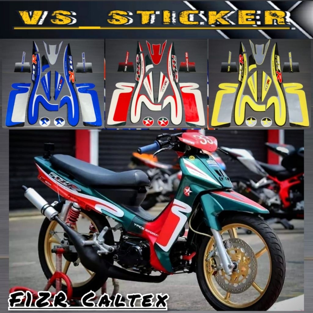 STRIPING MOTOR YAMAHA FIZR FIZ R F1Z R CALTEX LIST BODY STANDAR BIRU KUNING MERAH PUTIH MURAH