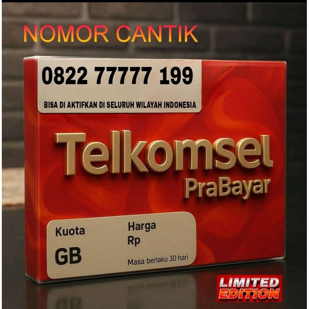 Nomor cantik kartu perdana telkomsel prabayar 77777 199