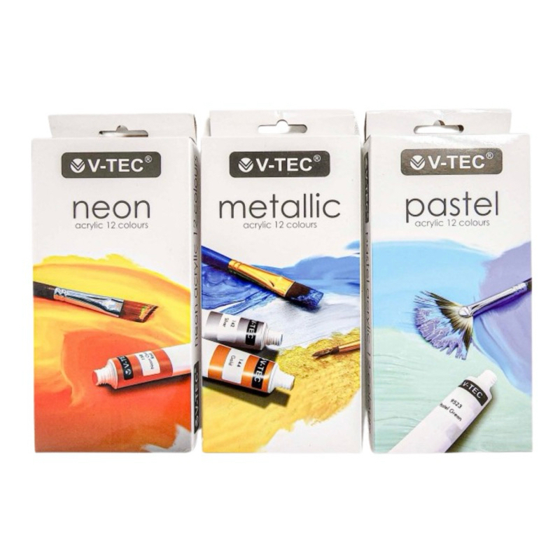 

V-TEC CAT ACRYLIC 12X6ML PASTE, METALIK DAN NEON