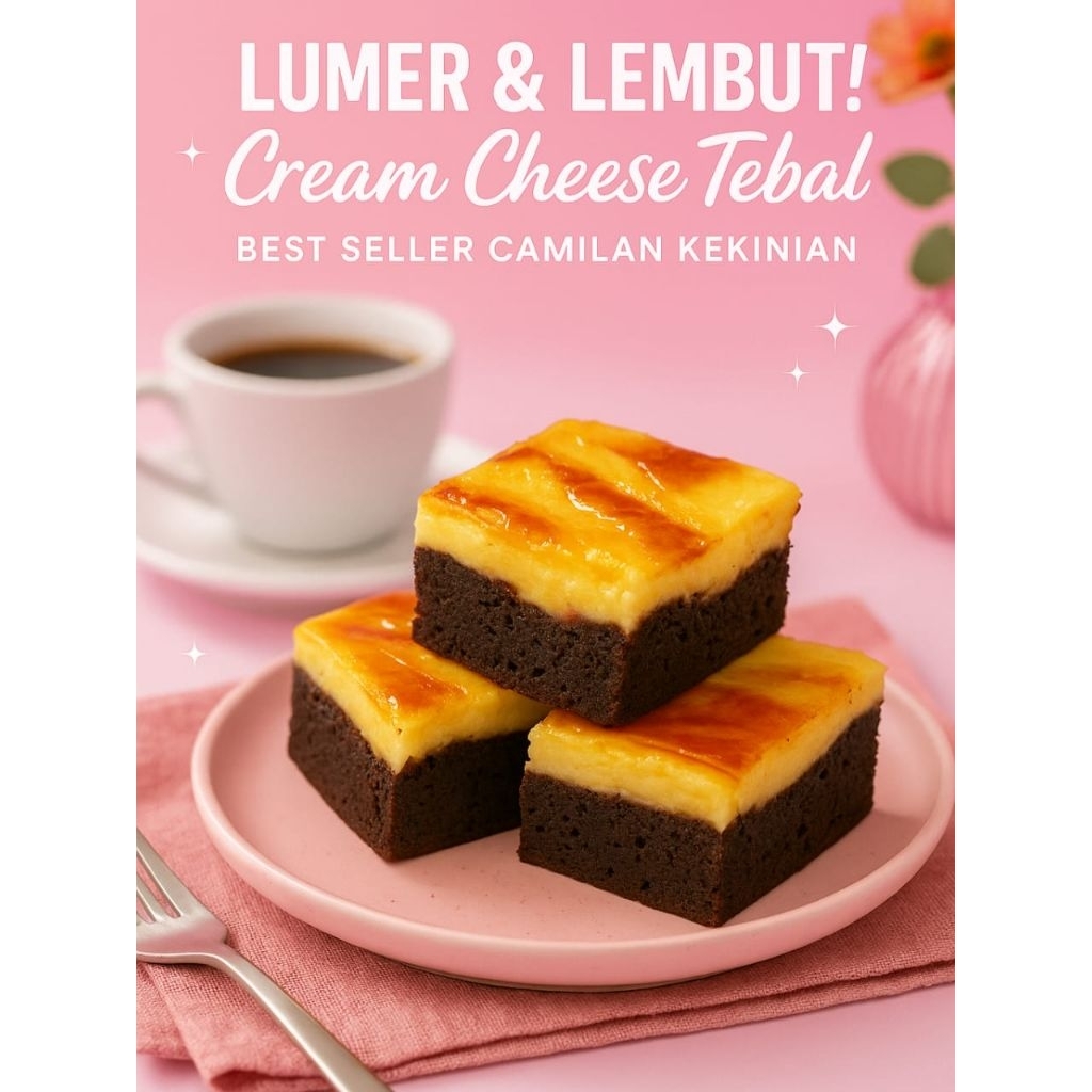 

LASBROW | Fudgy Brownies Cream Cheese lembut&lumer | 12 Oz | ±120gr