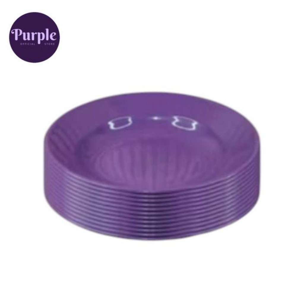 1 LUSIN/12PCS PIRING MAKAN BULAT UNGU