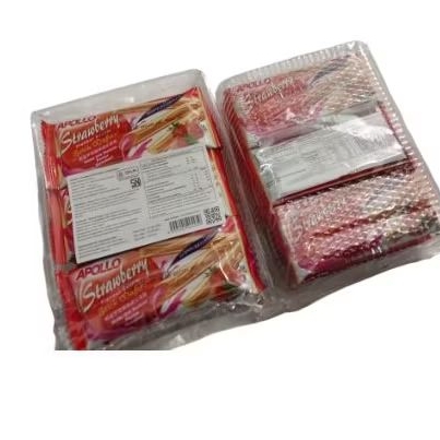 

Camilan jajan snack APOLLO strawberry flavour cream isi 12 bungkus