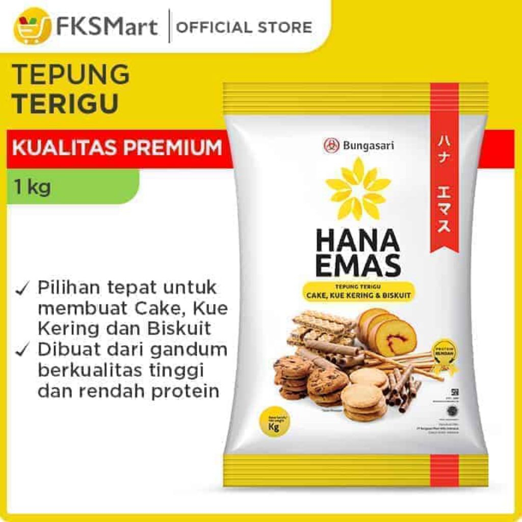 

tepung terigu Hana Emas 1kg