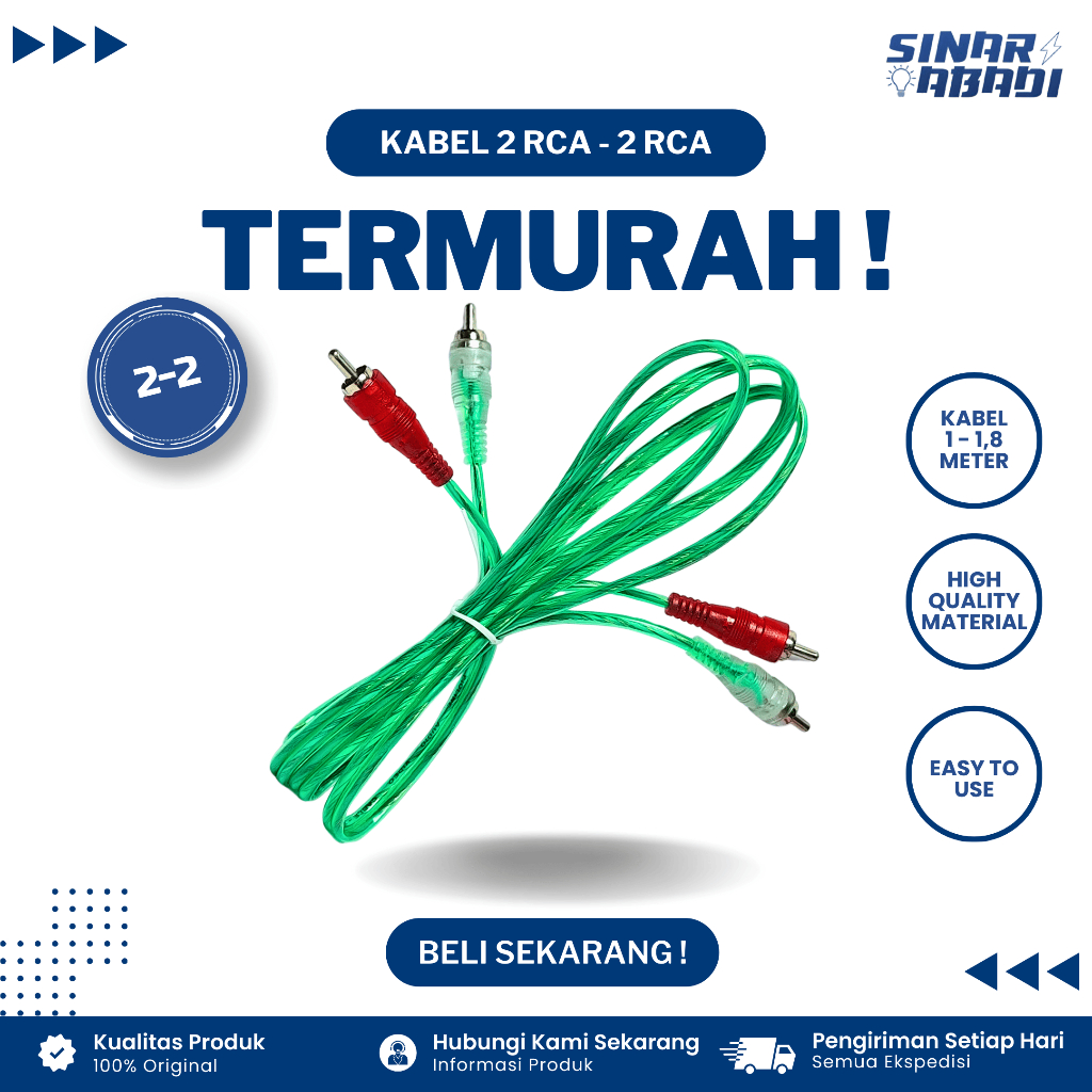 Kabel RCA 2 - 2 RCA Pendek Biasa