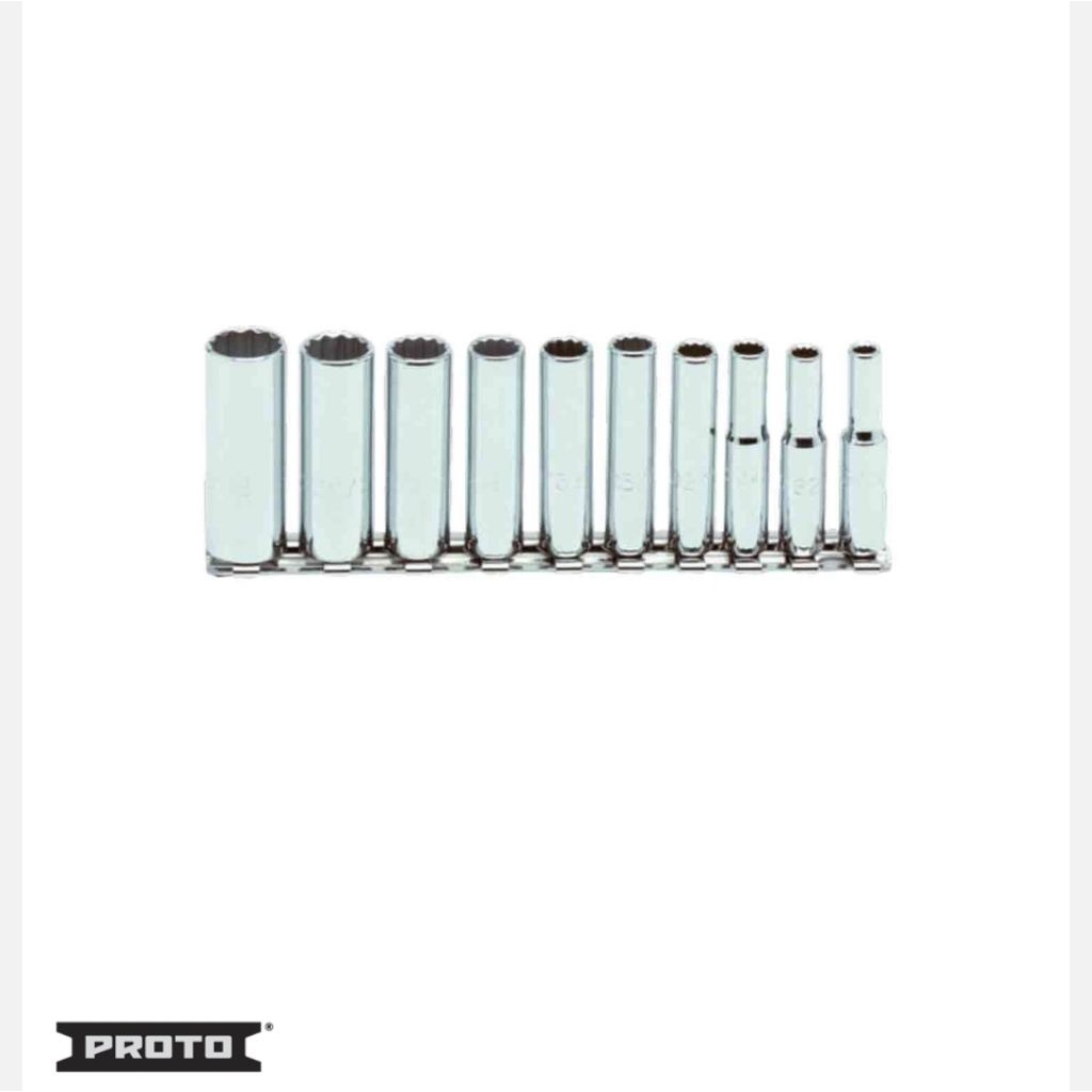 Proto 1/4" Drive 10 Piece Deep Socket Set - 12 Point-J47100