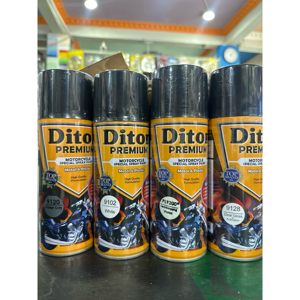 1 paket 4 kaleng cat semprot diton premium PL9200 putih lembayung violet