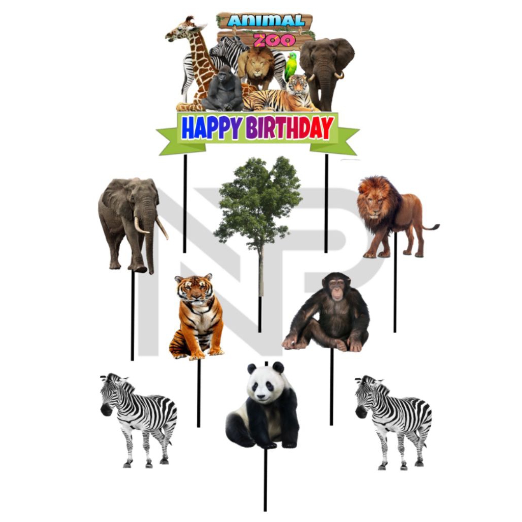 

Topper kue/hiasan kue ulang tahun//karakter animal zoo