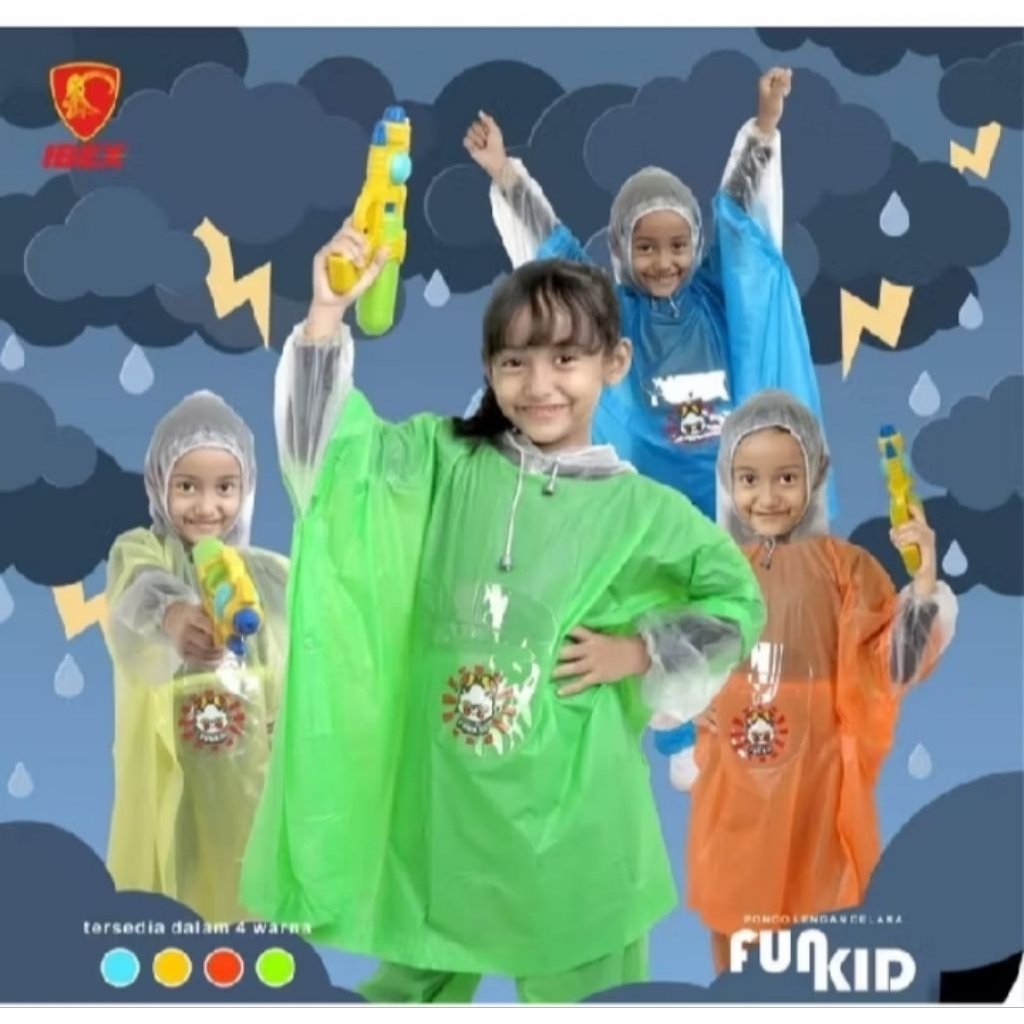 Jas Hujan Anak Ponco Lengan Celana Tik Tok Fun Kid Ibex l