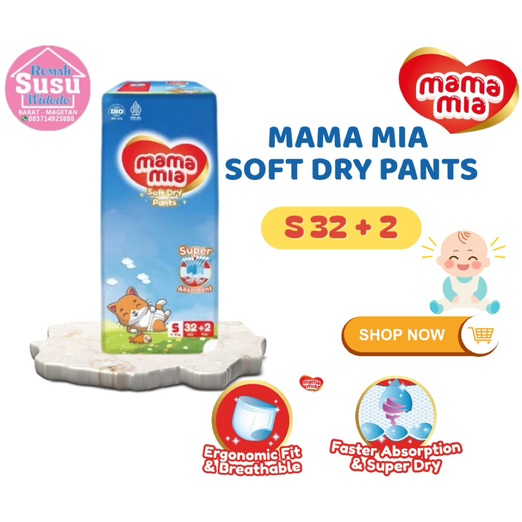Mamamia Soft Dry Pants S32+2 Popok Bayi Tipe Celana