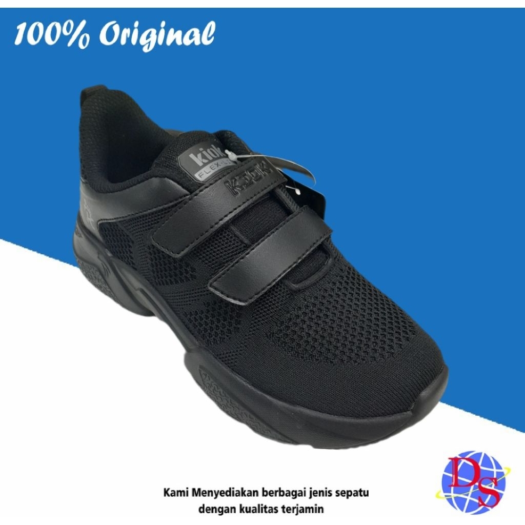 Sepatu Sekolah Anak Justin Sepatu Perekat Hitam Polos