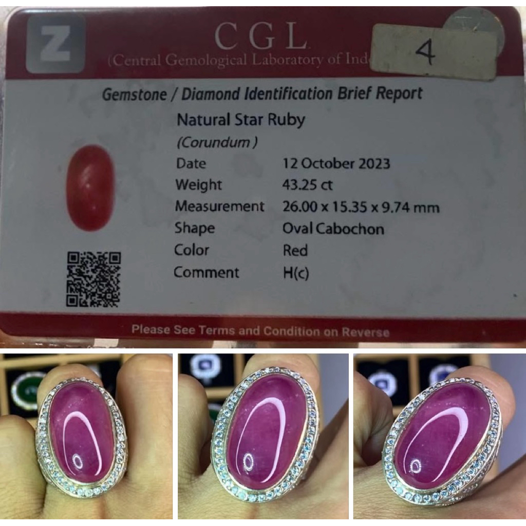 Cincin Natural Ruby Memo Cgl Top Quality