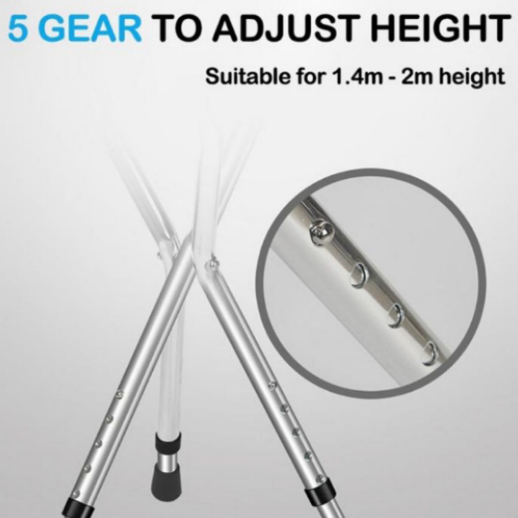 Tongkat kursi duduk lipat travel portable stick logam