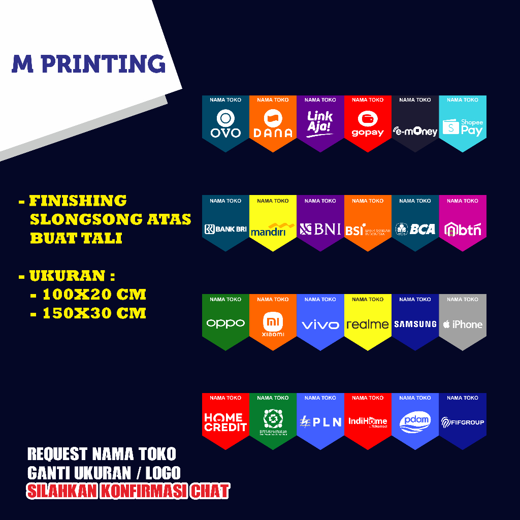 SPANDUK RENDA CUSTOM/BANK/EWALLET/TAGIHAN/HP