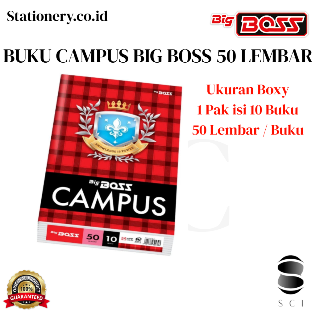 

Buku Tulis Campus Big Boss 50 Lembar 1 Pak isi 10 Buku / Buku Boxy