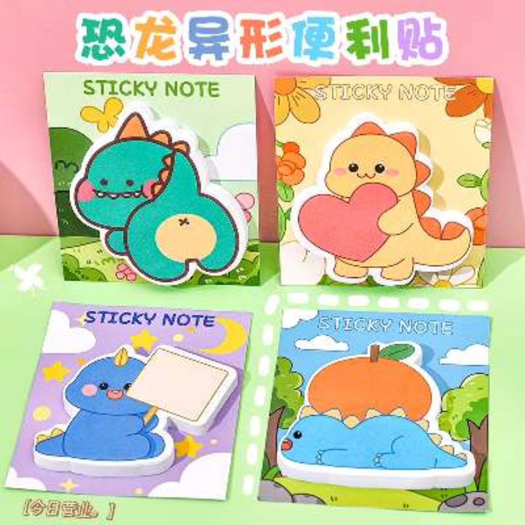 

Post it/ Sticker Notes bentuk animal Dino / Memo Notes souvenir ultah anak bentuk Dino,memo lucu,memo karakter,note catatan estetik,memo anak