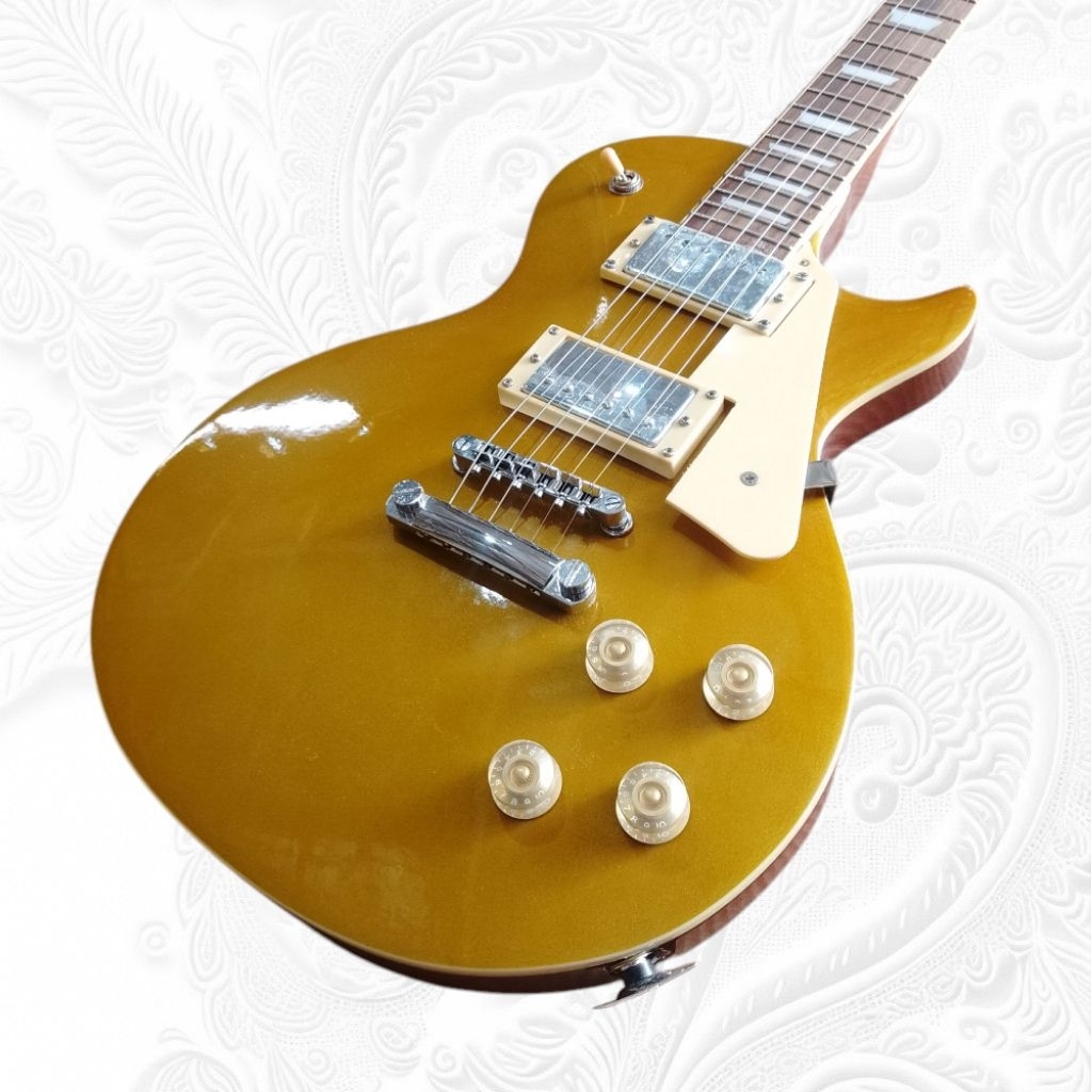 gitar elektrik gibson les paul gold