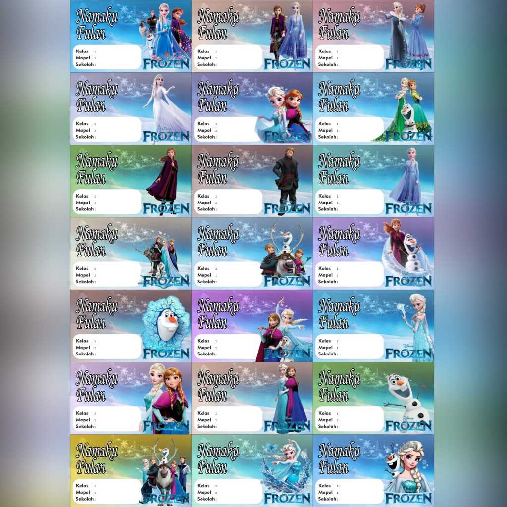 

Stiker Mata Pelajaran Tema FROZEN, INSIDE OUT, MINION, TOY STORY, CARS, PRINCESS DISNEY