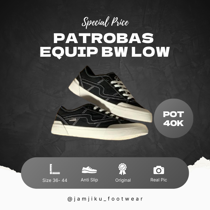 Patrobas Sepatu Sneakers Hitam Putih Original