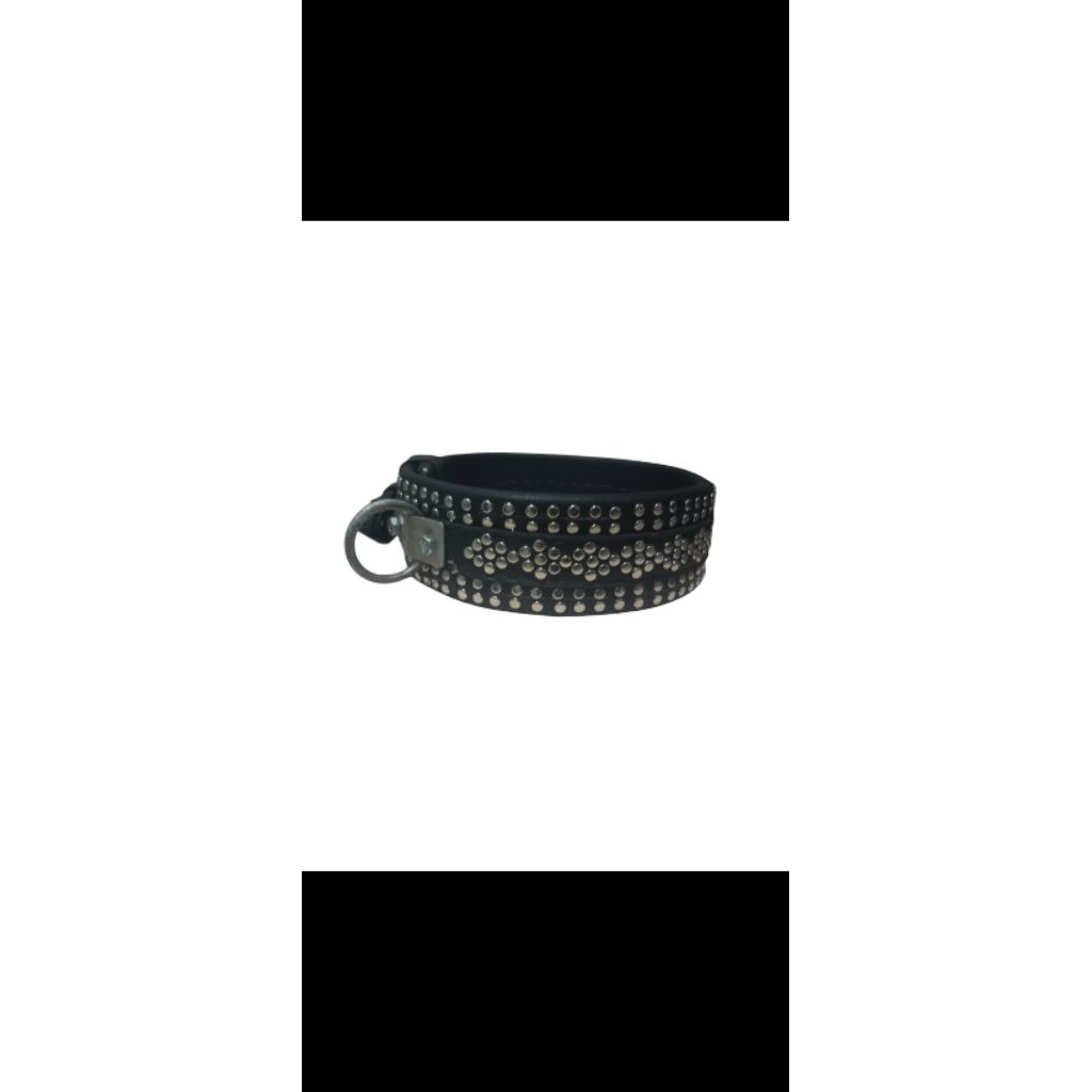 kalung anjing kampung/kalung anjing ras/kalung anjing besar warna hitam,,bahan full kulit asli