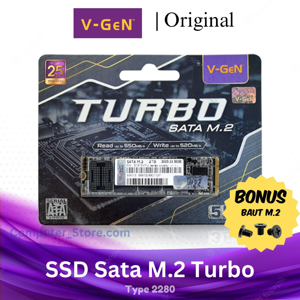 SSD M.2 Sata Turbo V-GeN 128GB 256GB 512GB 1TB SSD V GeN M2 Turbo Speed 550Mbps Ssd Untuk Laptop Gar