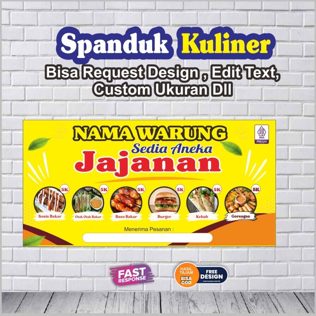 Stellarspace16 Spanduk Baner Sosis Bakar / Warung Jajanan Bisa Custom Desain