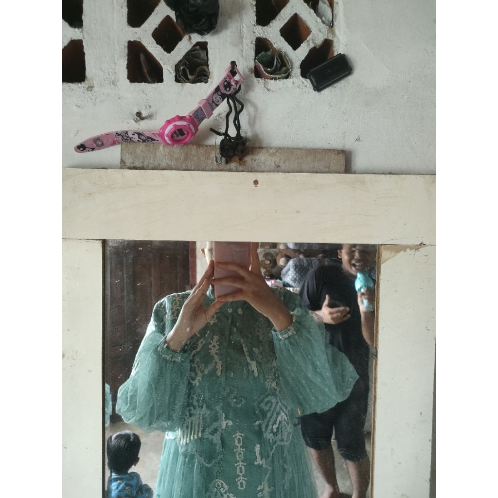 gamis brokat hijau wardah