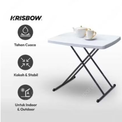 Meja Lipat Putih Adjustable - Krisbow