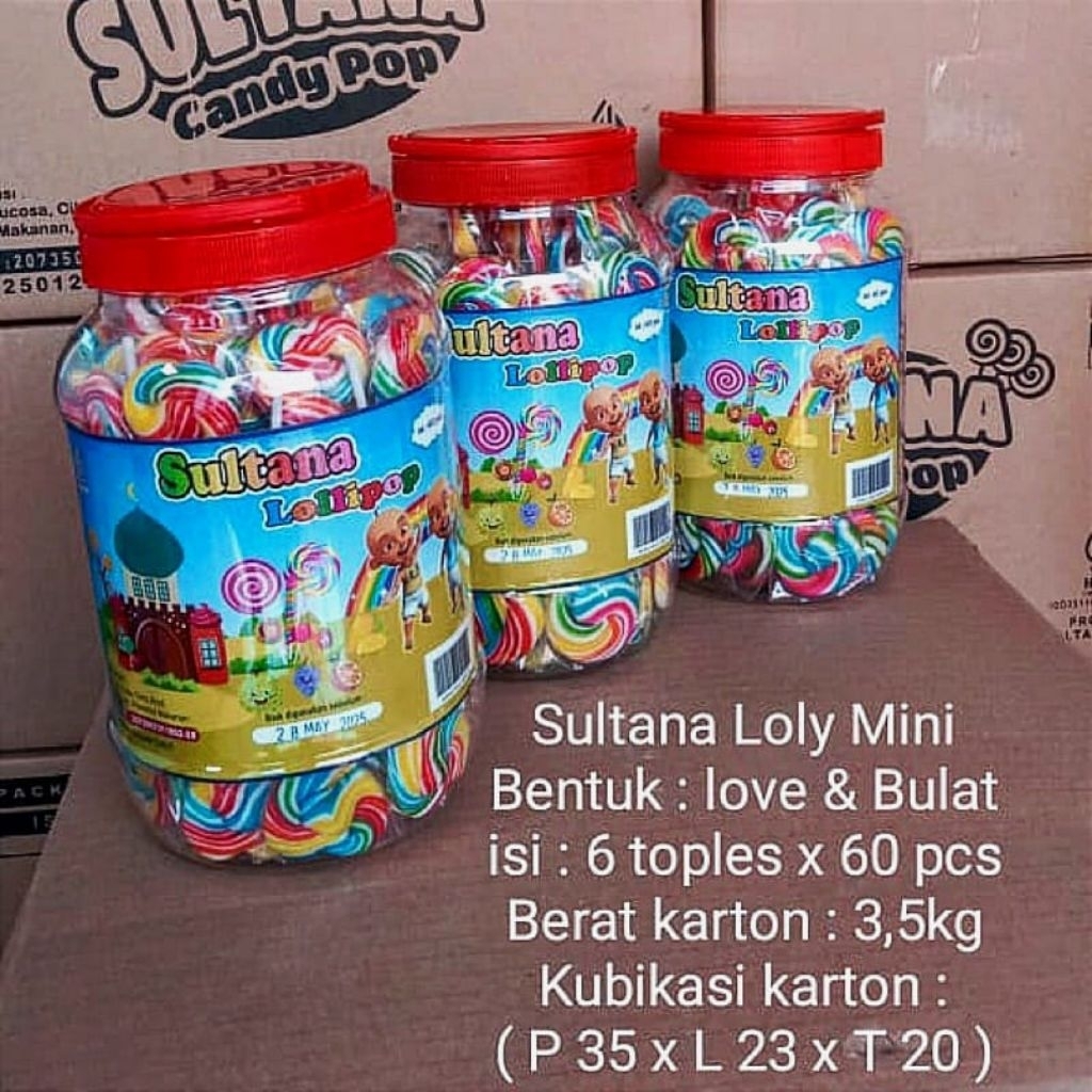 

1 karton permen lolipop karakter Bulat isi 6toples