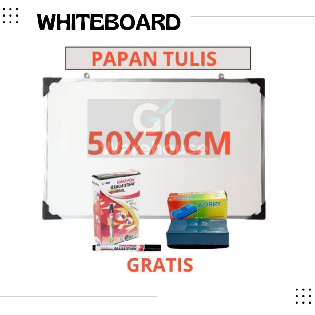 

whiteboard / papan tulis bolak balik / uk 50x70 free spidol free penghapus free ongkir