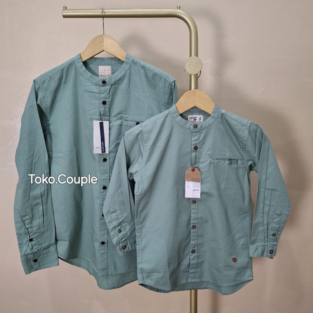 Sajuak SAGE Baju Kemeja Koko Kemko Couple Ayah dan Anak Terbaru Lengan Panjang dan Pendek Kancing Fu